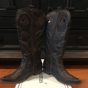Pierre Dumas tall dark brown cowboy boots size 7